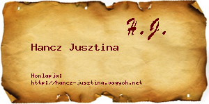 Hancz Jusztina névjegykártya